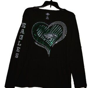 Philadelphia Eagles  rhinestone heart  long sleeve shirt  XS S M L XL XXL 1X 2X…